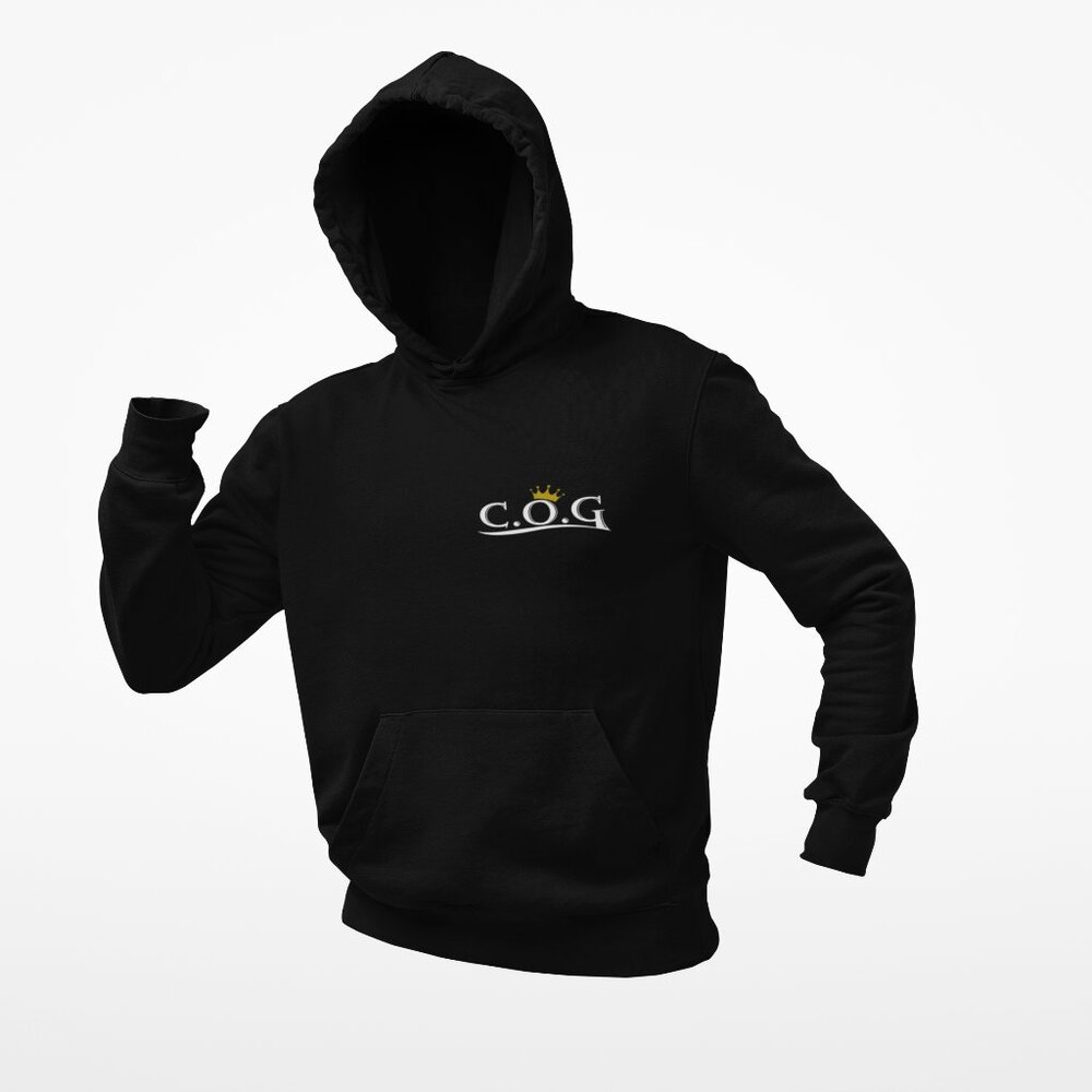Men's Org. Child of God (COG) LC Black Hoodie w/White Letters